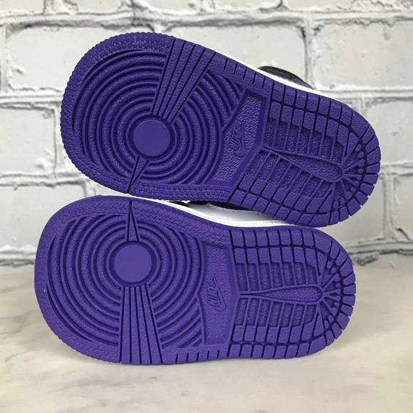 Nike Air Jordan 1 Mid ‘Dark Iris’ Toddler’s White, Black, Purple Shoes Size 3C - Picture 10 of 11